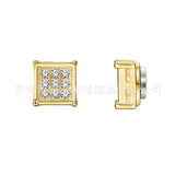 Stainless Steel Magnetic Iced Out CZ Square Stud Earrings for Men Women, 9 Mini Cubic Zirconia Inlaid Magnetic Earrings Non-Piercing Clip On Stud Earring - FITINY Jewelry