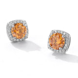 S925 Magnetic Multicolor Moissanite Square Halo Stud Earrings for Men Women, 0.5/1ct Round Cut, Inlaid Magnetic Earrings Non-Piercing Clip On Stud Earring - FITINY Jewelry