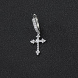 Geometric Cross Stud Earrings with Cubic Zirconia in Gold or - Front View - FITINY Jewelry