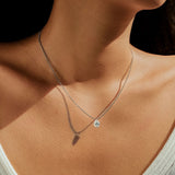 Oval Moissanite Solitaire Pendant Necklace in Sterling Silve - Side View - FITINY