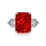 Multicolor Ice Flower Cut CZ Adjustable Ring, 10*14mm 5A Main Cubic Zirconia, Two Heart Side CZ, Dainty Luxe - FITINY Jewelry