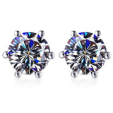 S925 Colorful Moissanite & CZ Classic 6-Prong Stud Earrings For Men Women Gift, 10 Color 0.5-2ct D-Grade VVS Certificated Moissanite Sterling Silver Studs - FITINY Jewelry