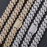 Triple-Row Diamond-Cut Cuban Chain Necklace with Cubic Zirco - Front View - FITINY Jewelry