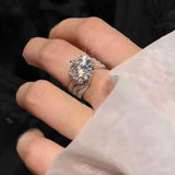 5 Carat Round-Cut Zircon Halo Ring, Triple Band Full Pave Design for Women - FITINY Jewelry