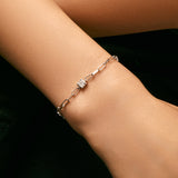 Geometric Moissanite Bracelet in Sterling Silver for Women - Side View - FITINY