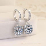 S925 Colorful Moissanite Halo Earrings with Pavé-Set Halo & Hoop, VVS1 Certified, 12 Vibrant Colors , Sterling Silver - FITINY Jewelry