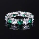 S925 Geometric Stackable Band CZ Ring, 5mm Cubic Zirconia, Sterling Silver Retro Statement Ring for Men and Women - FITINY Jewelry