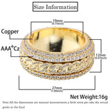 Geometric Hip Hop Ring with Cubic Zirconia Stones in Gold or - Front View - FITINY Jewelry