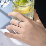 Moissanite Solitaire Ring in Sterling Silver with White Gold - Side View - FITINY