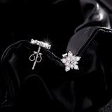 Snowflake Moissanite Stud Earrings in Sterling Silver - Detail View - FITINY Jewelry