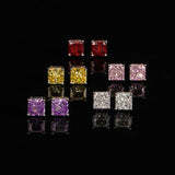 Multicolor Ice Flower Cut Square CZ Stud Earrings, 7*7mm 5A Cubic Zirconia, Dainty Luxe - FITINY Jewelry