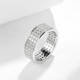 S925 Moissanite Matching Couple Eternity Bands Wedding Rings, Two-Row 1ct & Three-Row 1.8ct, D-Grade VVS, 18K White Gold Plated Unisex Rings - FITINY Jewelry
