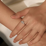 Geometric Moissanite Ring in Sterling Silver – Chanel-Inspir - Side View - FITINY