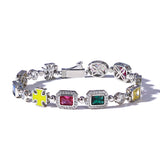 Geometric Hip Hop Bracelet with Cubic Zirconia Stones in Gol - Front View - FITINY Jewelry