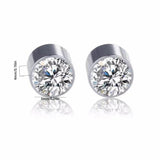 Multicolor Stainless Steel Magnetic Round Stud Earrings for Men Women, 6mm Round CZ Inlaid Magnetic Earrings Non-Piercing Clip On Stud Earring - FITINY Jewelry