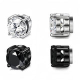 Multi Sets of Stainless Steel Magnetic CZ Stud Earrings for Men Women, 6mm Cubic Zirconia Inlaid Hypoallergenic Earring Packs, Non-Piercing Clip On Earring Combo - FITINY Jewelry