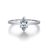 Marquise-Cut Moissanite Ring in Sterling Silver – Elegant Sl - Front View - FITINY Jewelry