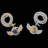 Angel Wing Photo Pendant Necklace with Cubic Zirconia in Bra - Front View - FITINY Jewelry