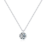 Round Moissanite Solitaire Pendant Necklace in Sterling Silv - Front View - FITINY Jewelry