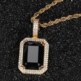 Geometric Hip Hop Necklace with Cubic Zirconia Stones in Gol - Front View - FITINY Jewelry