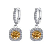 S925 Colorful Moissanite Halo Earrings with Pavé-Set Halo & Hoop, VVS1 Certified, 12 Vibrant Colors , Sterling Silver - FITINY Jewelry