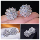 S925 Ice Flower 5A Zircon Stud Earrings, Sterling Silver Jewelry for Women - FITINY Jewelry