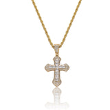 Geometric Cross Pendant Necklace with Cubic Zirconia Stones - Front View - FITINY Jewelry