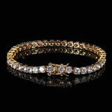 Hip Hop Iced Out Tennis Chain Bracelet, 18K Gold & White Gold Plated, 3–6mm CZ Iced Out Bling Jewelry - FITINY Jewelry