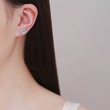 S925 Magnetic Moissanite / CZ Round Halo Stud Earrings for Men Women, 1ct 6.5mm Round Cut, Inlaid Magnetic Earrings Non-Piercing Clip On Stud Earring - FITINY Jewelry