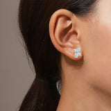Four-Leaf Clover Moissanite Stud Earrings & Necklace Set in - Side View - FITINY