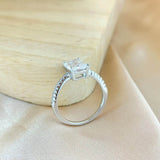 S925 Radiant Cut Moissanite & High Carbon Engagement Ring with Pavé-Set Band, 1-3ct VVS1 Certified, 4-Prong Sterling Silver - FITINY Jewelry