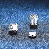 S925 Magnetic Moissanite / CZ Stud Earrings for Men Women, 1ct 6.5mm 4-Prong Round Cut, Inlaid Magnetic Earrings Non-Piercing Clip On Stud Earring - FITINY Jewelry