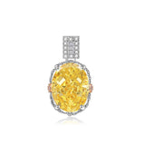 Multicolor Ice Flower Cut Oval CZ Pendant Necklace, 10*14mm 8A Cubic Zirconia, Two-Tone Pave CZ Halo with Pavé Top Frame, Adjustable Chain, Dainty Luxe - FITINY Jewelry