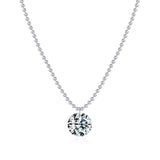 Round Moissanite Solitaire Pendant Necklace in Sterling Silv - Front View - FITINY Jewelry