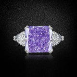 Multicolor Ice Flower Cut Square CZ Adjustable Ring, 12*12mm 8A Main Cubic Zirconia, Two Heart Side CZ, Dainty Luxe - FITINY Jewelry