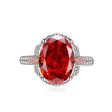 Multicolor Ice Flower Cut Oval CZ Adjustable Ring, 10*14mm 8A Cubic Zirconia, Two-Tone Pave CZ Band, Dainty Luxe - FITINY Jewelry