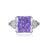 Multicolor Ice Flower Cut Square CZ Adjustable Ring, 12*12mm 8A Main Cubic Zirconia, Two Heart Side CZ, Dainty Luxe - FITINY Jewelry