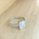 S925 Radiant Cut Moissanite & High Carbon Engagement Ring with Pavé-Set Band, 1-3ct VVS1 Certified, 4-Prong Sterling Silver - FITINY Jewelry