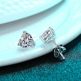 S925 Moissanite/CZ Heart Shape Stud Earrings, 1-2ct D-Grade VVS Certificate, Hypoallergenic Sterling Silver Gift - FITINY Jewelry