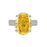 Multicolor Ice Flower Cut Oval CZ Adjustable Ring, Triple Pave Band, 12*16mm 5A Cubic Zirconia, 4 Color Options, Dainty Luxe - FITINY Jewelry