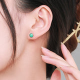 Geometric Turquoise Stud Earrings in Sterling Silver - Side View - FITINY