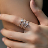 Close-up detail of heart-shaped moissanite stone set in sterling silver