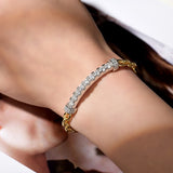 Front view of FITINY T-shape moissanite bracelet on white background