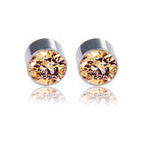 Multicolor Stainless Steel Magnetic Round Stud Earrings for Men Women, 6mm Round CZ Inlaid Magnetic Earrings Non-Piercing Clip On Stud Earring - FITINY Jewelry