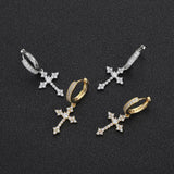 Geometric Cross Stud Earrings with Cubic Zirconia in Gold or - Gift Box - FITINY Jewelry