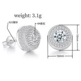 Iced Out CZ 18k Dazzling Stud Earrings, S925 Silver Post, 4 Style Options, Hip Hop Hypoallergenic 4A Cubic Zirconia Bling Studs for Men and Women - FITINY Jewelry
