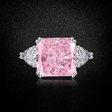 Multicolor Ice Flower Cut Square CZ Adjustable Ring, 12*12mm 8A Main Cubic Zirconia, Two Heart Side CZ, Dainty Luxe - FITINY Jewelry