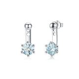 Geometric Blue-Green Moissanite Stud Earrings in Sterling Si - Front View - FITINY Jewelry