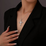 S925 Sterling Silver Moissanite Cross Necklace for Men and Women – Delicate Cross Pendant Elegant Collarbone Chain - FITINY Jewelry