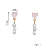 16 Pairs Pink Heart Stud Hoop Huggies Drop Earrings Set, 18K Gold Plated Stacking CZ & Pearl Designs, Planet Snowflake Moon Star - FITINY Jewelry